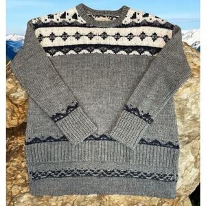 Ann Taylor Loft Fair Isle Sweater Womens Sz M Heavy Wool Blend Cozy Warm